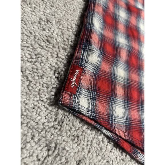 Wrangler Shirt Men's Large Red Plaid Western Button Up Chest Pockets - Picture 5 of 9